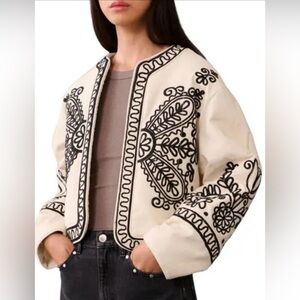 Mango embroidered cropped jacket size M